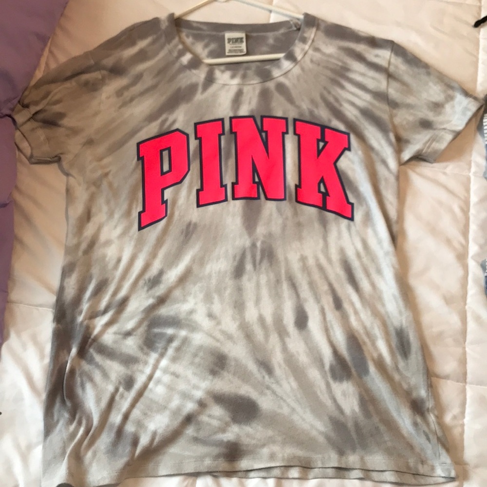 Gray and white tie-dye shirt from Pink